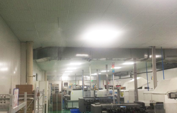 電子廠噴霧加濕作用效果圖