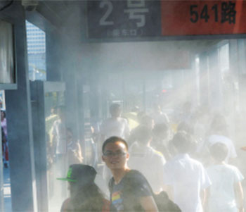 室外公交站臺噴霧降溫案例